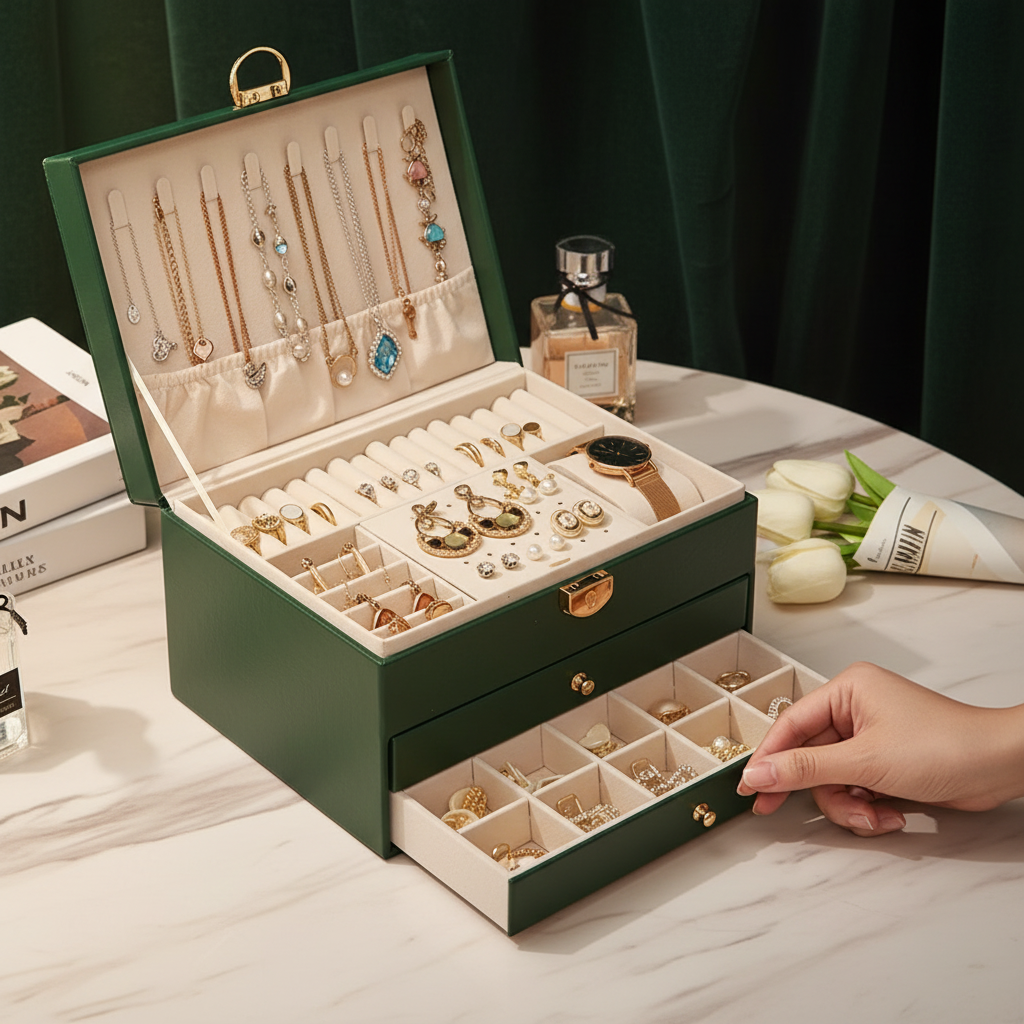 Luxury Green Jewelry Box - Refined